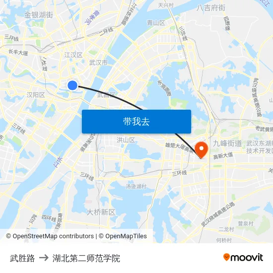武胜路 to 湖北第二师范学院 map