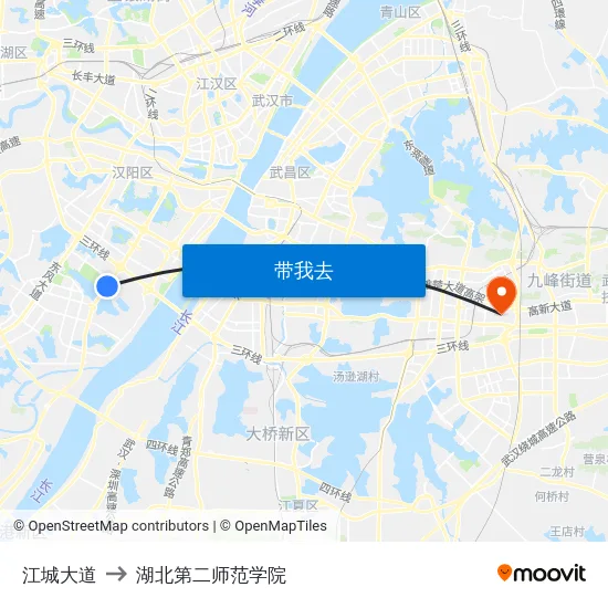 江城大道 to 湖北第二师范学院 map