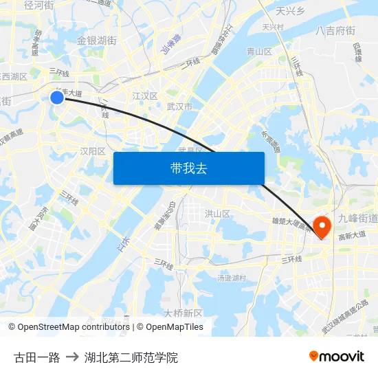 古田一路 to 湖北第二师范学院 map