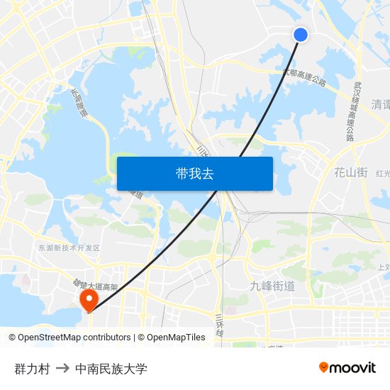 群力村 to 中南民族大学 map