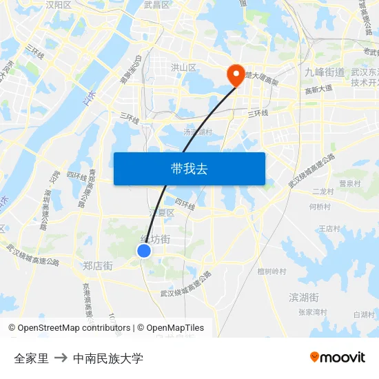全家里 to 中南民族大学 map