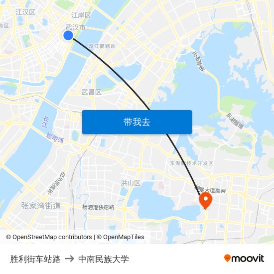 胜利街车站路 to 中南民族大学 map