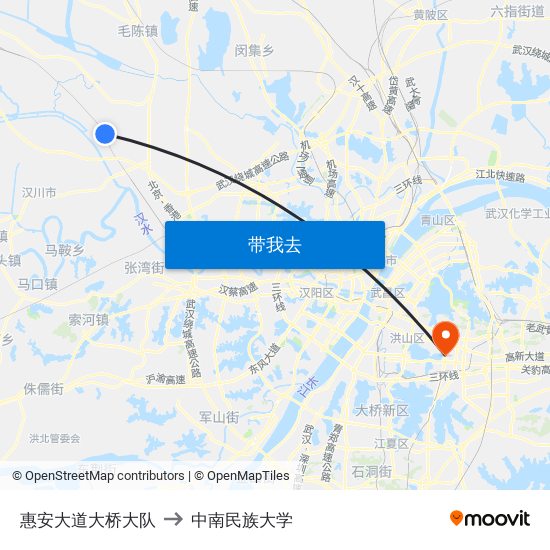 惠安大道大桥大队 to 中南民族大学 map