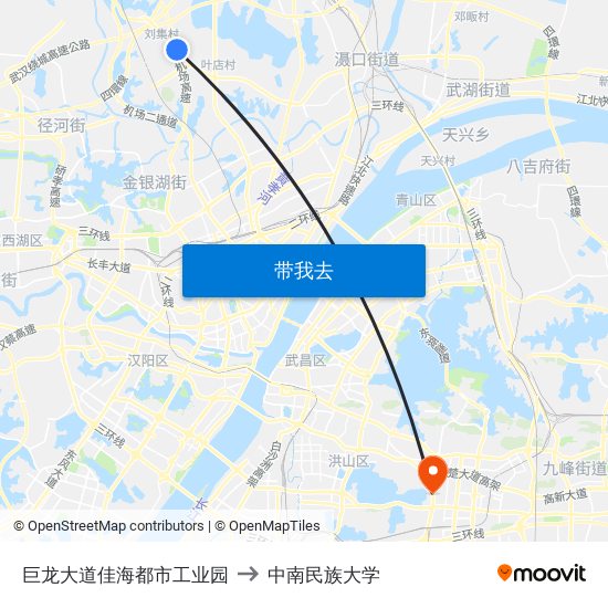 巨龙大道佳海都市工业园 to 中南民族大学 map