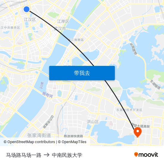 马场路马场一路 to 中南民族大学 map