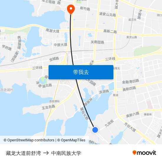 藏龙大道前舒湾 to 中南民族大学 map
