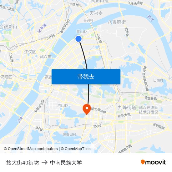 旅大街40街坊 to 中南民族大学 map