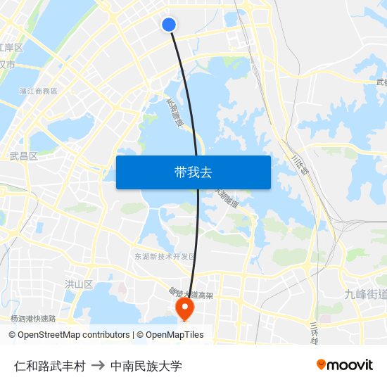 仁和路武丰村 to 中南民族大学 map
