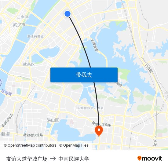 友谊大道华城广场 to 中南民族大学 map