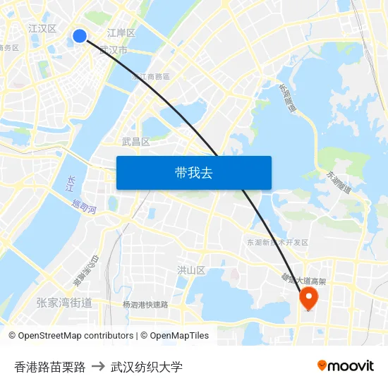 香港路苗栗路 to 武汉纺织大学 map