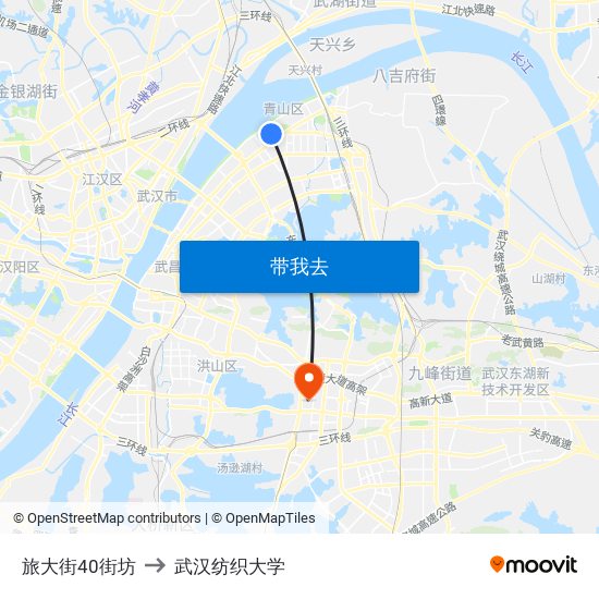 旅大街40街坊 to 武汉纺织大学 map