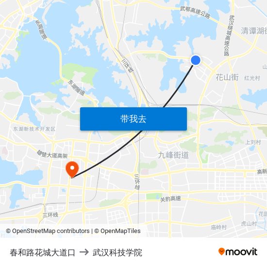 春和路花城大道口 to 武汉科技学院 map