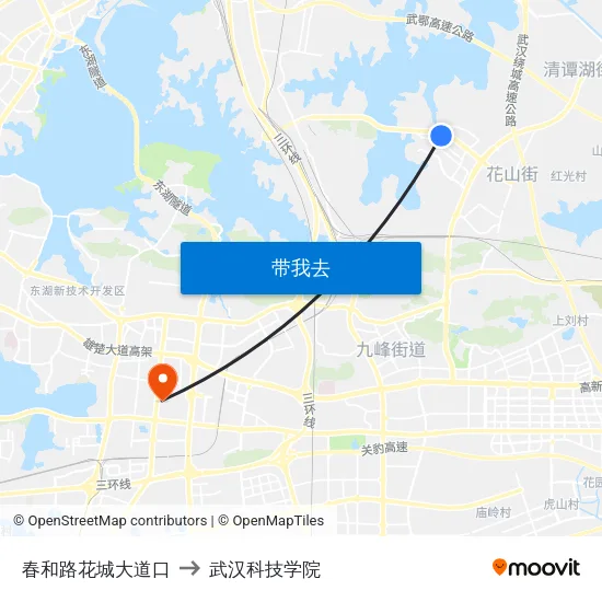 春和路花城大道口 to 武汉科技学院 map