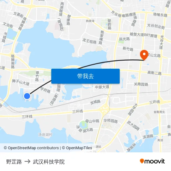 野芷路 to 武汉科技学院 map