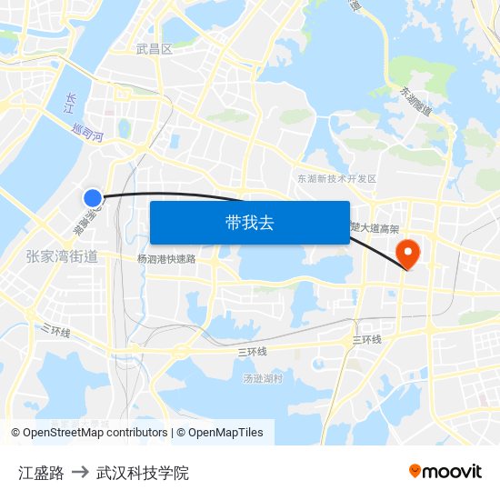 江盛路 to 武汉科技学院 map