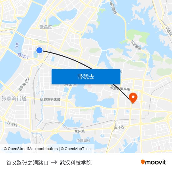 首义路张之洞路口 to 武汉科技学院 map