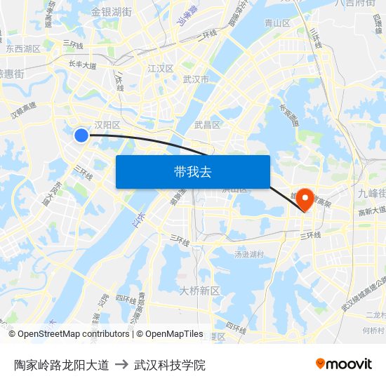 陶家岭路龙阳大道 to 武汉科技学院 map