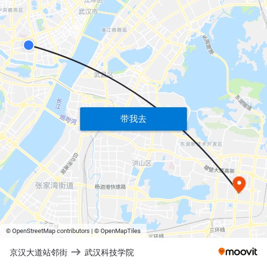 京汉大道站邻街 to 武汉科技学院 map