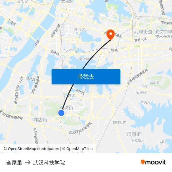 全家里 to 武汉科技学院 map
