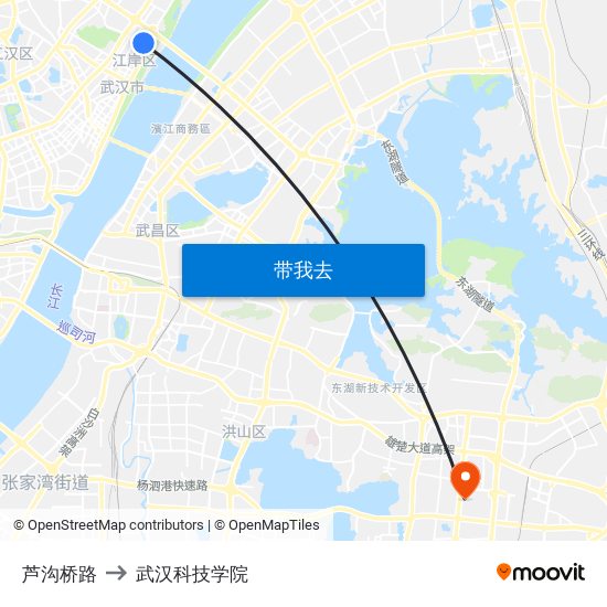 芦沟桥路 to 武汉科技学院 map