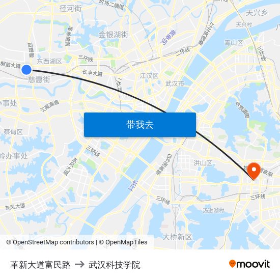 革新大道富民路 to 武汉科技学院 map