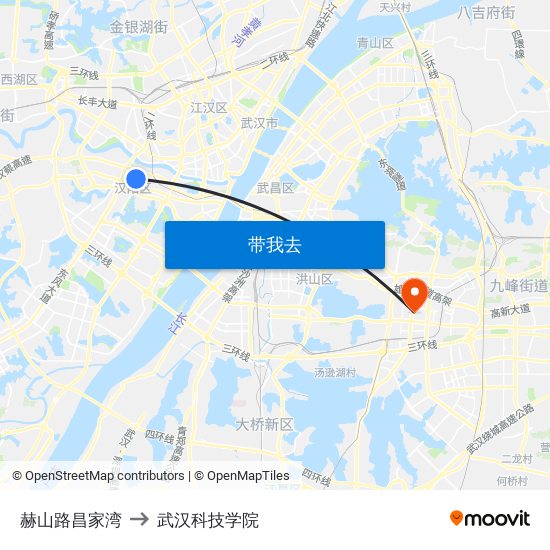 赫山路昌家湾 to 武汉科技学院 map