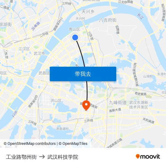 工业路鄂州街 to 武汉科技学院 map