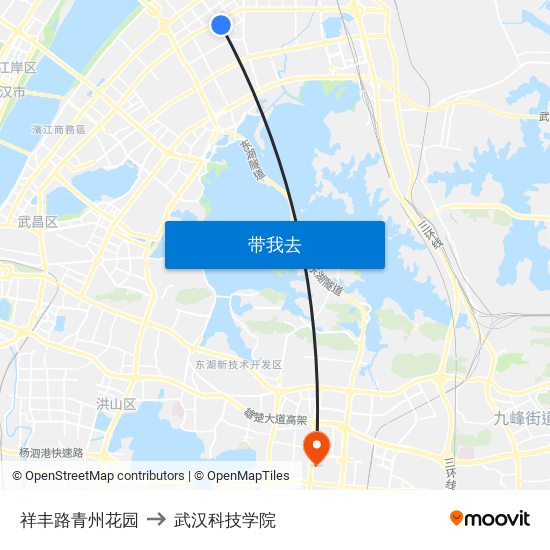 祥丰路青州花园 to 武汉科技学院 map