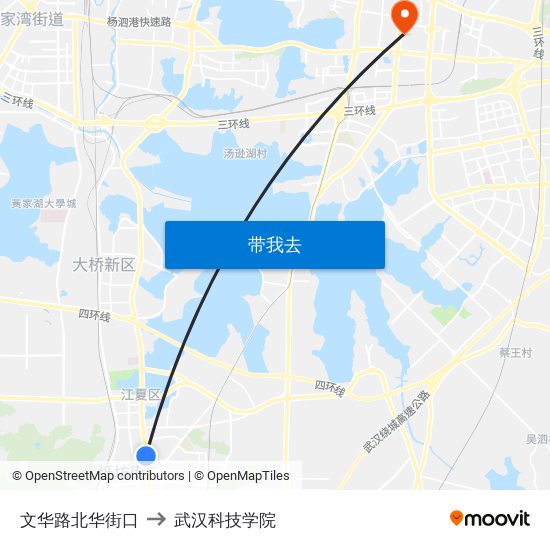 文华路北华街口 to 武汉科技学院 map
