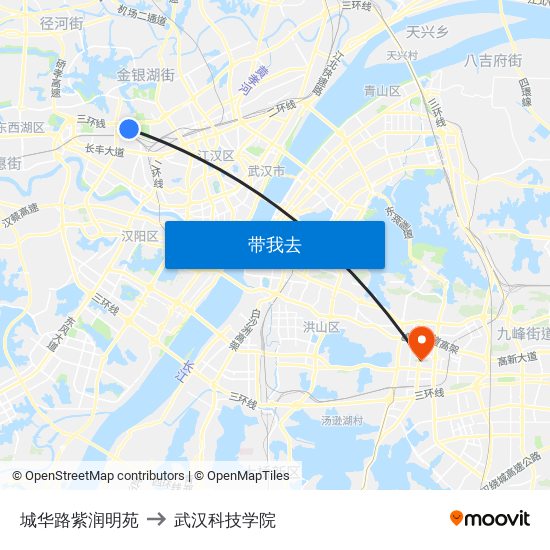 城华路紫润明苑 to 武汉科技学院 map