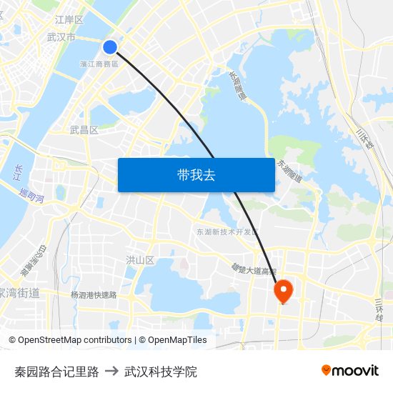 秦园路合记里路 to 武汉科技学院 map