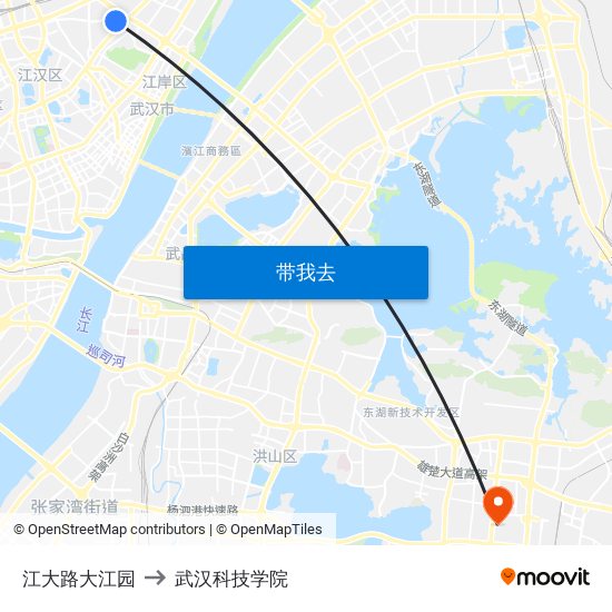 江大路大江园 to 武汉科技学院 map