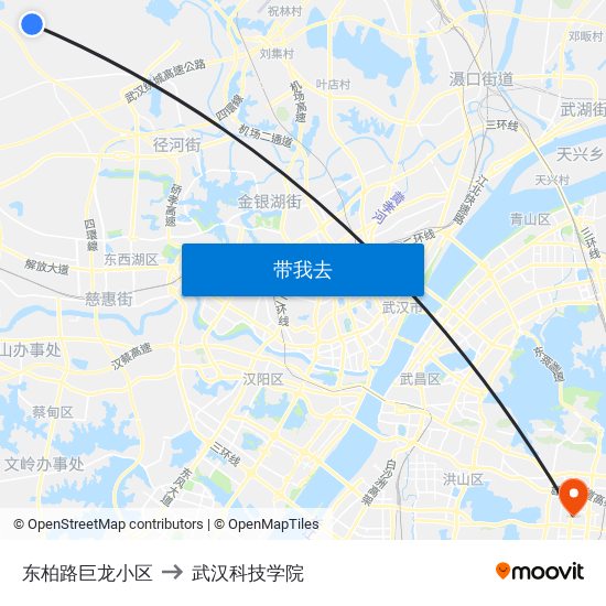 东柏路巨龙小区 to 武汉科技学院 map