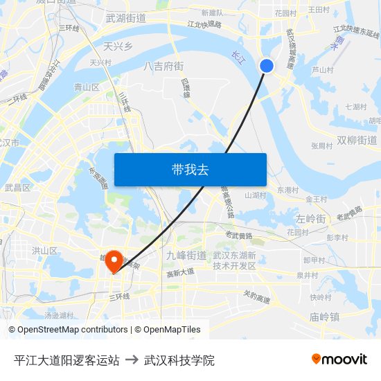 平江大道阳逻客运站 to 武汉科技学院 map