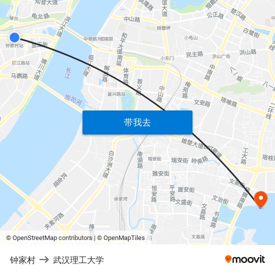 钟家村 to 武汉理工大学 map