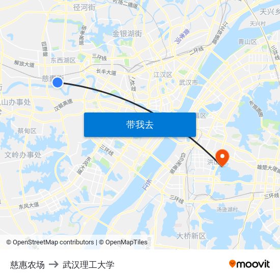 慈惠农场 to 武汉理工大学 map