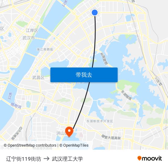 辽宁街119街坊 to 武汉理工大学 map