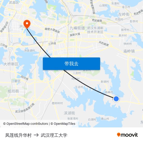 凤莲线升华村 to 武汉理工大学 map