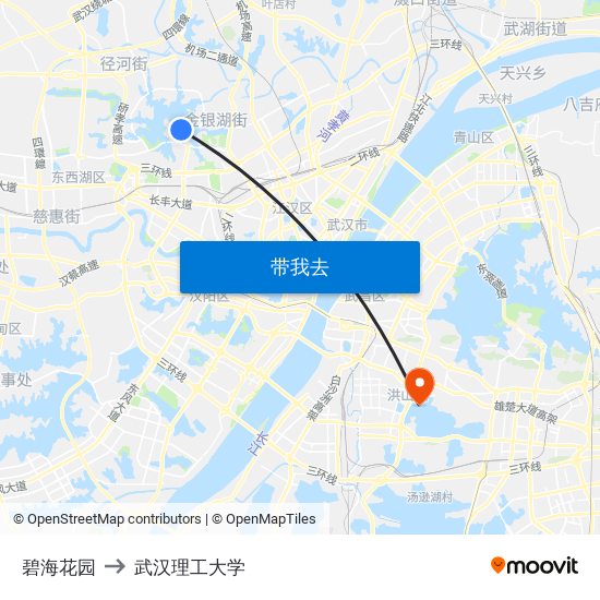 碧海花园 to 武汉理工大学 map
