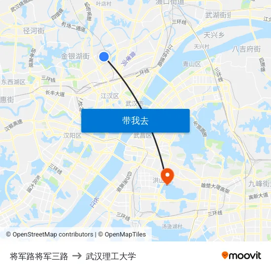 将军路将军三路 to 武汉理工大学 map