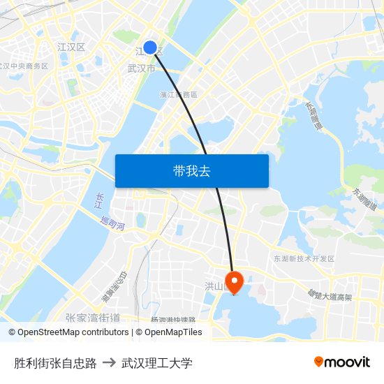 胜利街张自忠路 to 武汉理工大学 map