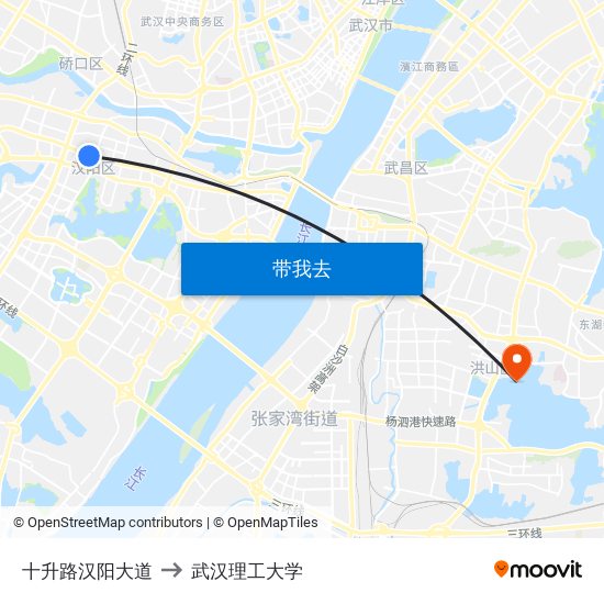 十升路汉阳大道 to 武汉理工大学 map