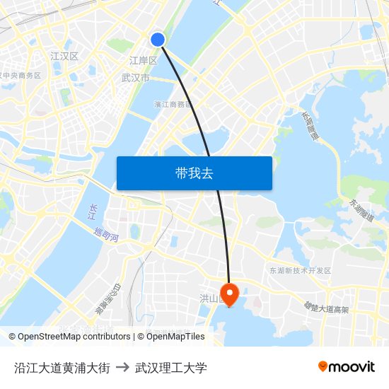 沿江大道黄浦大街 to 武汉理工大学 map