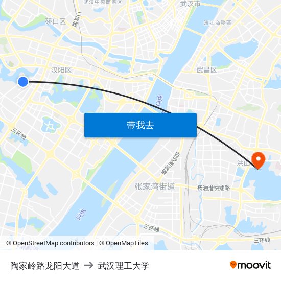 陶家岭路龙阳大道 to 武汉理工大学 map