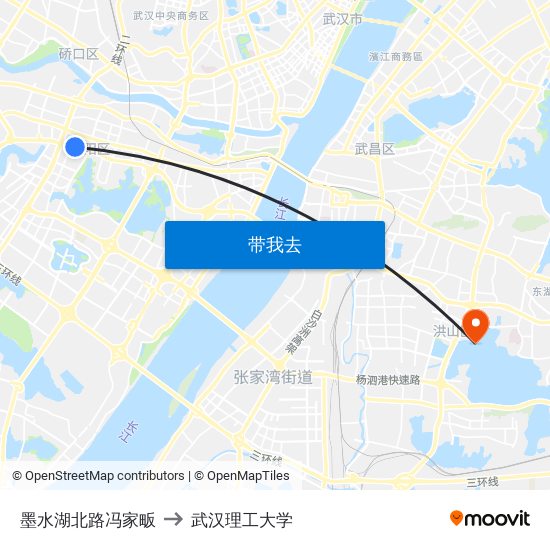 墨水湖北路冯家畈 to 武汉理工大学 map