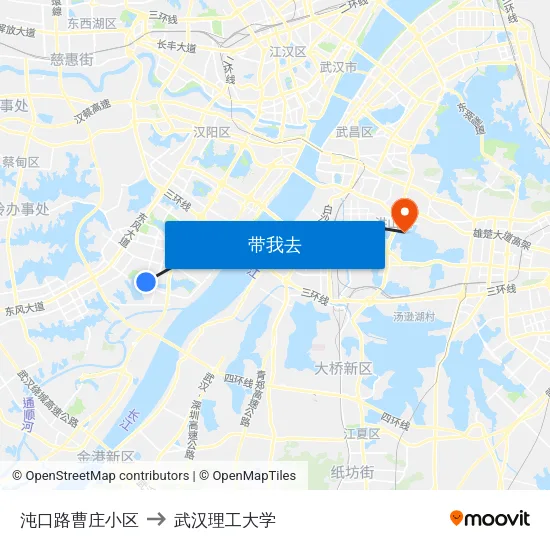 沌口路曹庄小区 to 武汉理工大学 map