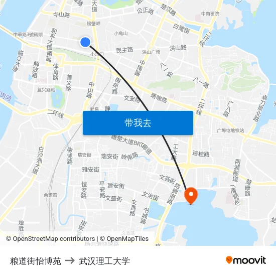 粮道街怡博苑 to 武汉理工大学 map