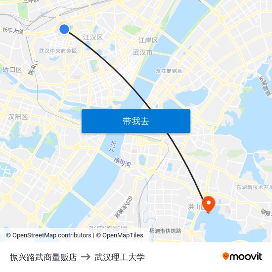 振兴路武商量贩店 to 武汉理工大学 map
