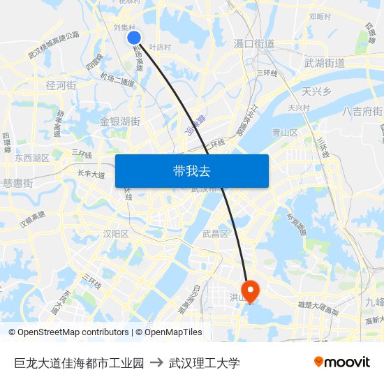 巨龙大道佳海都市工业园 to 武汉理工大学 map