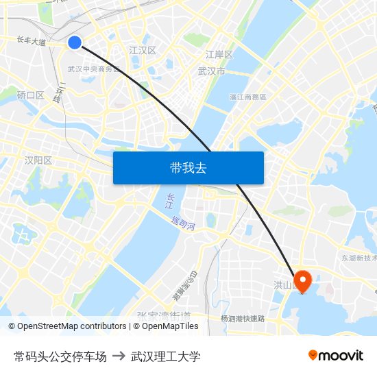 常码头公交停车场 to 武汉理工大学 map